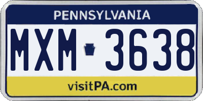 PA license plate MXM3638