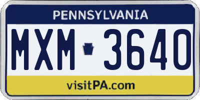 PA license plate MXM3640