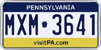 PA license plate MXM3641