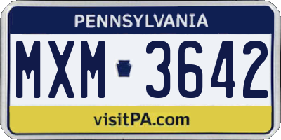 PA license plate MXM3642