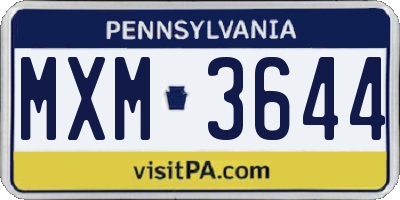 PA license plate MXM3644