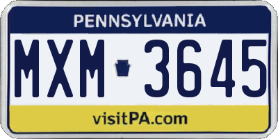 PA license plate MXM3645