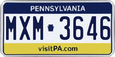 PA license plate MXM3646