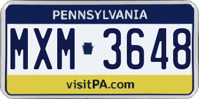 PA license plate MXM3648