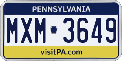 PA license plate MXM3649