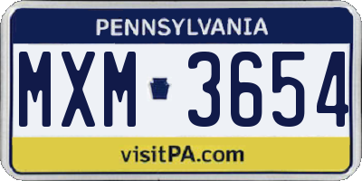 PA license plate MXM3654