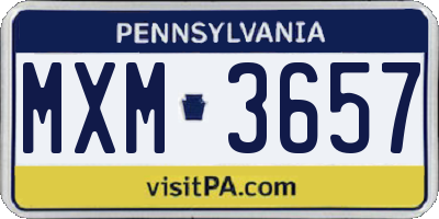 PA license plate MXM3657