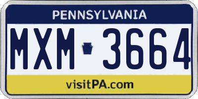 PA license plate MXM3664
