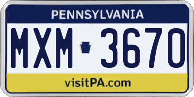 PA license plate MXM3670