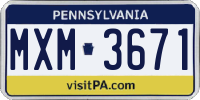 PA license plate MXM3671