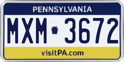 PA license plate MXM3672