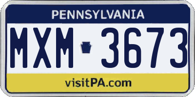 PA license plate MXM3673