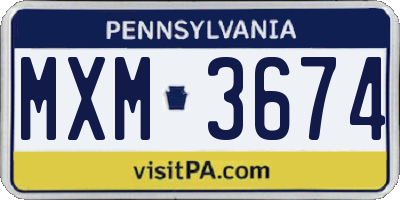 PA license plate MXM3674