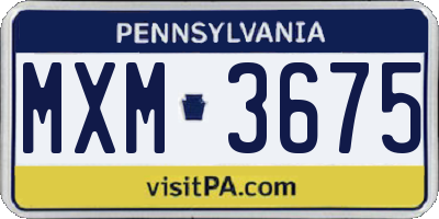 PA license plate MXM3675