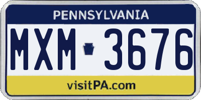 PA license plate MXM3676