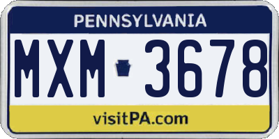 PA license plate MXM3678