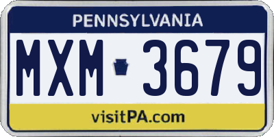 PA license plate MXM3679