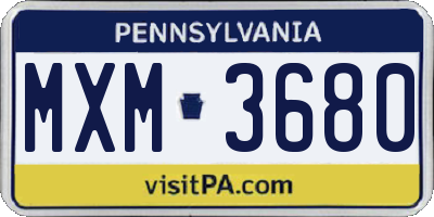 PA license plate MXM3680