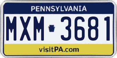 PA license plate MXM3681