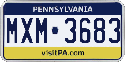 PA license plate MXM3683