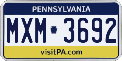 PA license plate MXM3692
