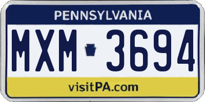 PA license plate MXM3694