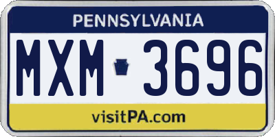 PA license plate MXM3696