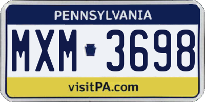 PA license plate MXM3698