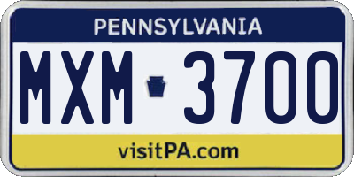 PA license plate MXM3700