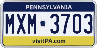 PA license plate MXM3703