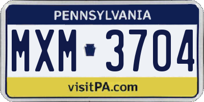PA license plate MXM3704