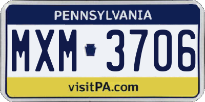 PA license plate MXM3706