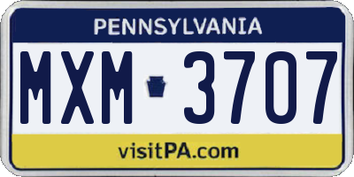 PA license plate MXM3707