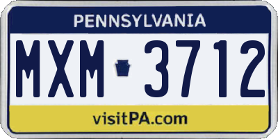 PA license plate MXM3712