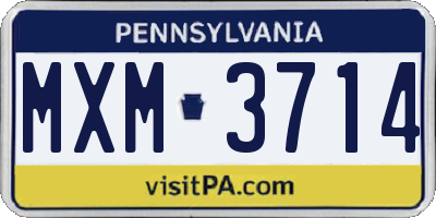 PA license plate MXM3714