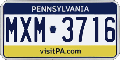 PA license plate MXM3716