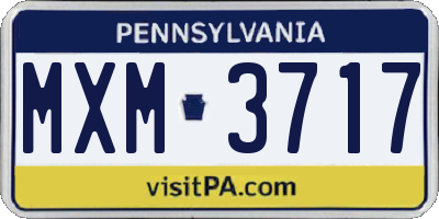PA license plate MXM3717