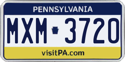 PA license plate MXM3720