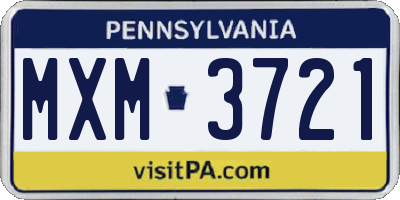 PA license plate MXM3721