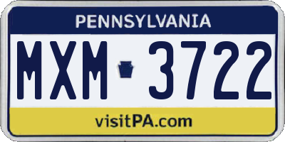 PA license plate MXM3722