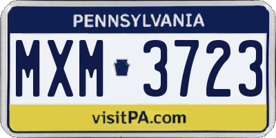 PA license plate MXM3723