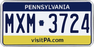 PA license plate MXM3724