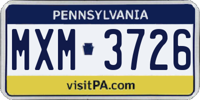 PA license plate MXM3726