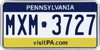 PA license plate MXM3727