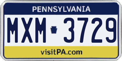 PA license plate MXM3729