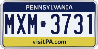 PA license plate MXM3731
