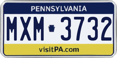 PA license plate MXM3732