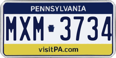 PA license plate MXM3734