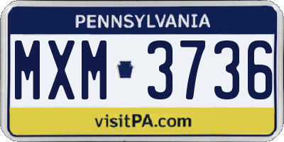 PA license plate MXM3736