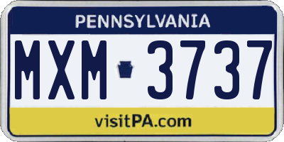 PA license plate MXM3737